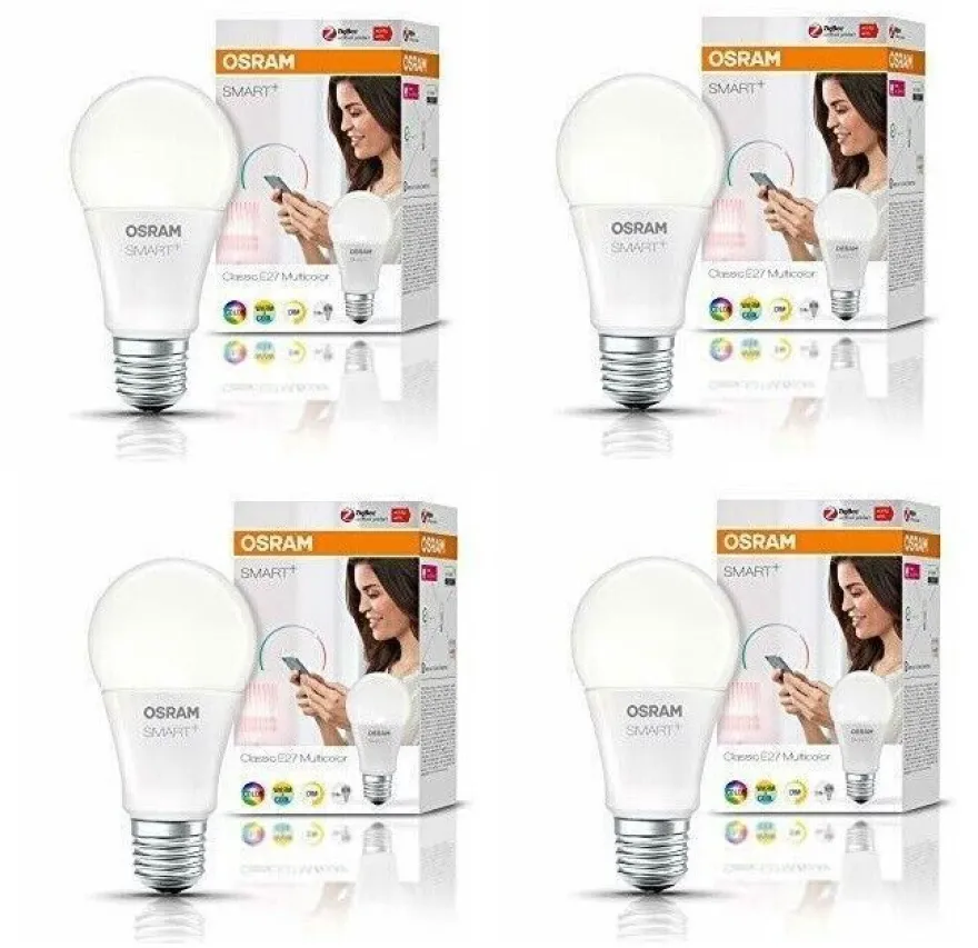 4x OSRAM Smart+ LED ZigBee E27 10W RGB tunable dimmbar EEK: G (Spektrum A bis G)