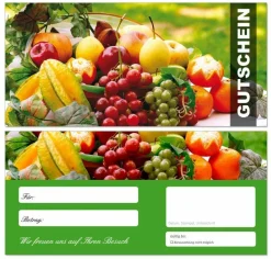 100 x Premium Geschenkgutscheine (Obst-670) Gastronomie Gutscheine extra stabil