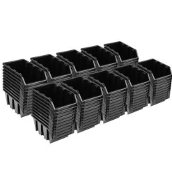 100x Sichtlagerbox Sortierbox Lagerbox Stapelbox schwarz NP4 Lagersystem
