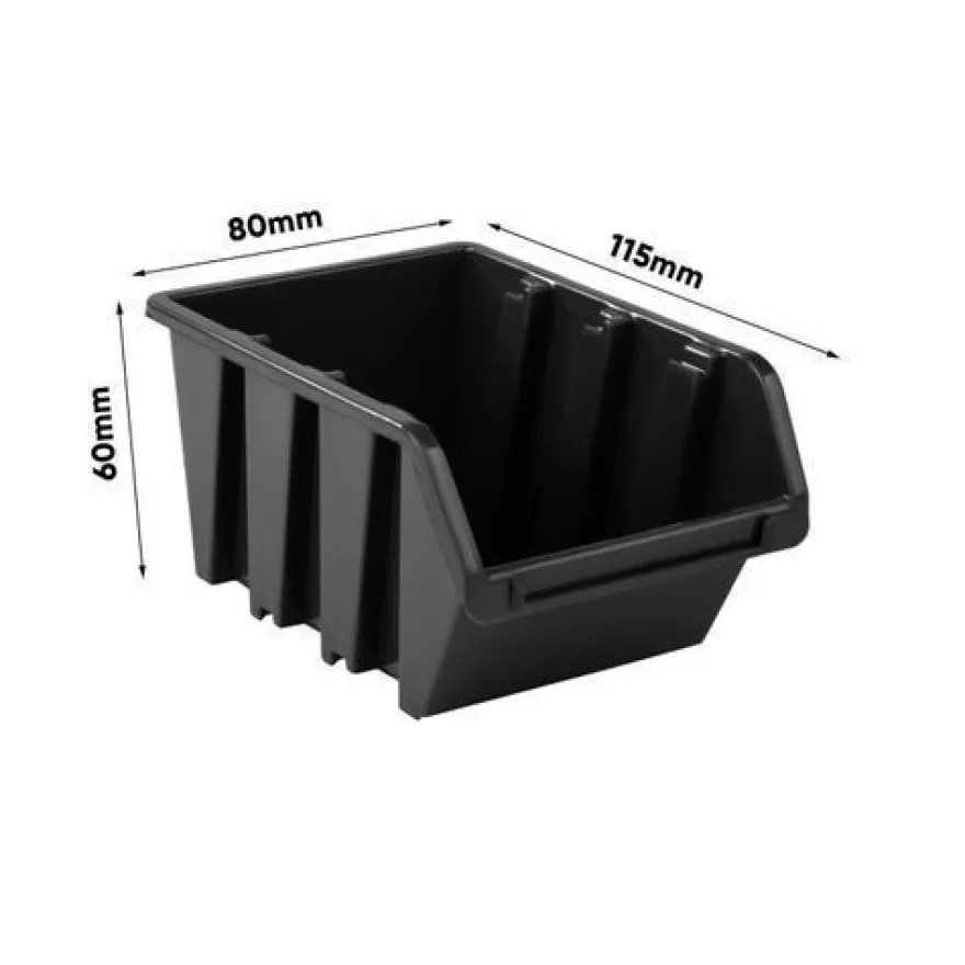 100x Sichtlagerbox Sortierbox Lagerbox Stapelbox schwarz NP4 Lagersystem