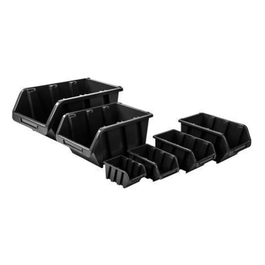 100x Sichtlagerbox Sortierbox Lagerbox Stapelbox schwarz NP4 Lagersystem