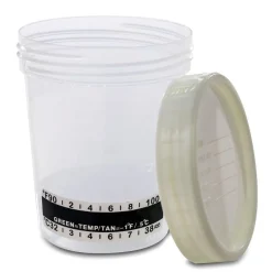 5 x Steriler Urinbecher/ Probenbecher Schraubverschluss 120 ml mit Temperaturanzeige