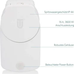 3x Unitec Smart Steckdose WLAN Outdoor IP44 Zwischenstecker Alexa Google Tuya