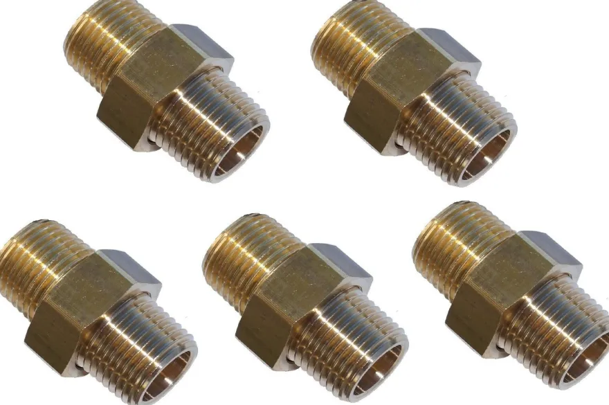 5x Verschraubung Messing Doppelnippel lösbar trennbar Schraubfitting 1/8