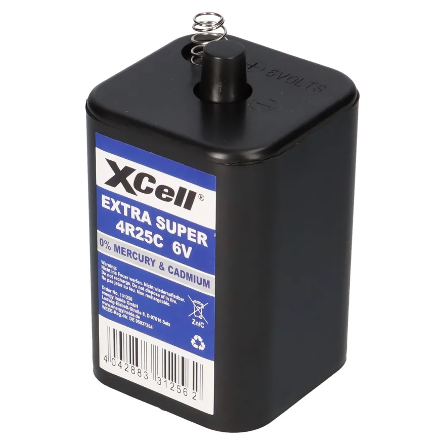 60x XCell 4R25C Blockbatterie 6V 9,5Ah – passend für Baustellenleuchten, Warnlampe