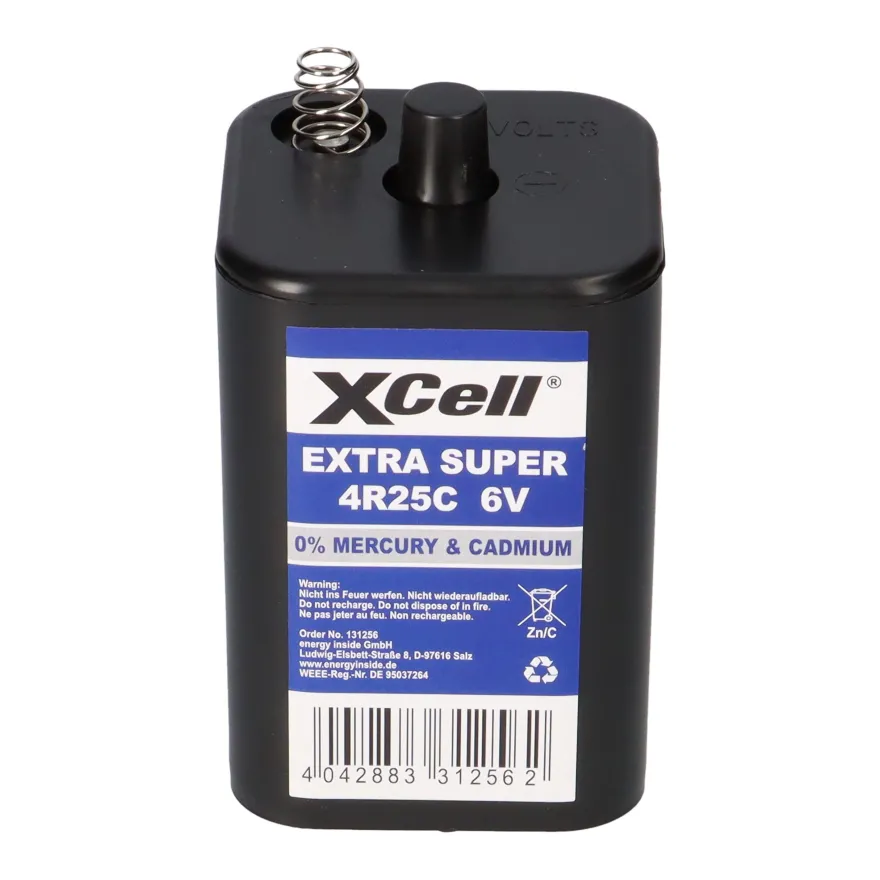 60x XCell 4R25C Blockbatterie 6V 9,5Ah – passend für Baustellenleuchten, Warnlampe
