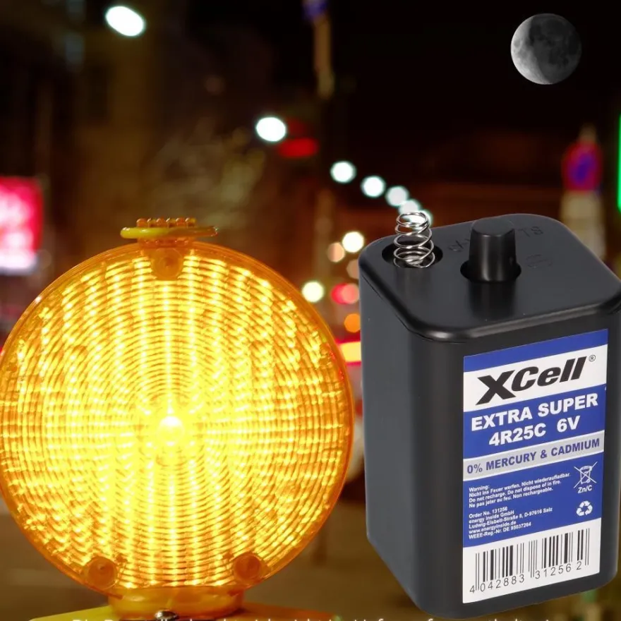 60x XCell 4R25C Blockbatterie 6V 9,5Ah – passend für Baustellenleuchten, Warnlampe