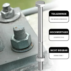 XxinXrong 10 Stück M10x140mm Sechskantschrauben mit Schaft, verzinkt