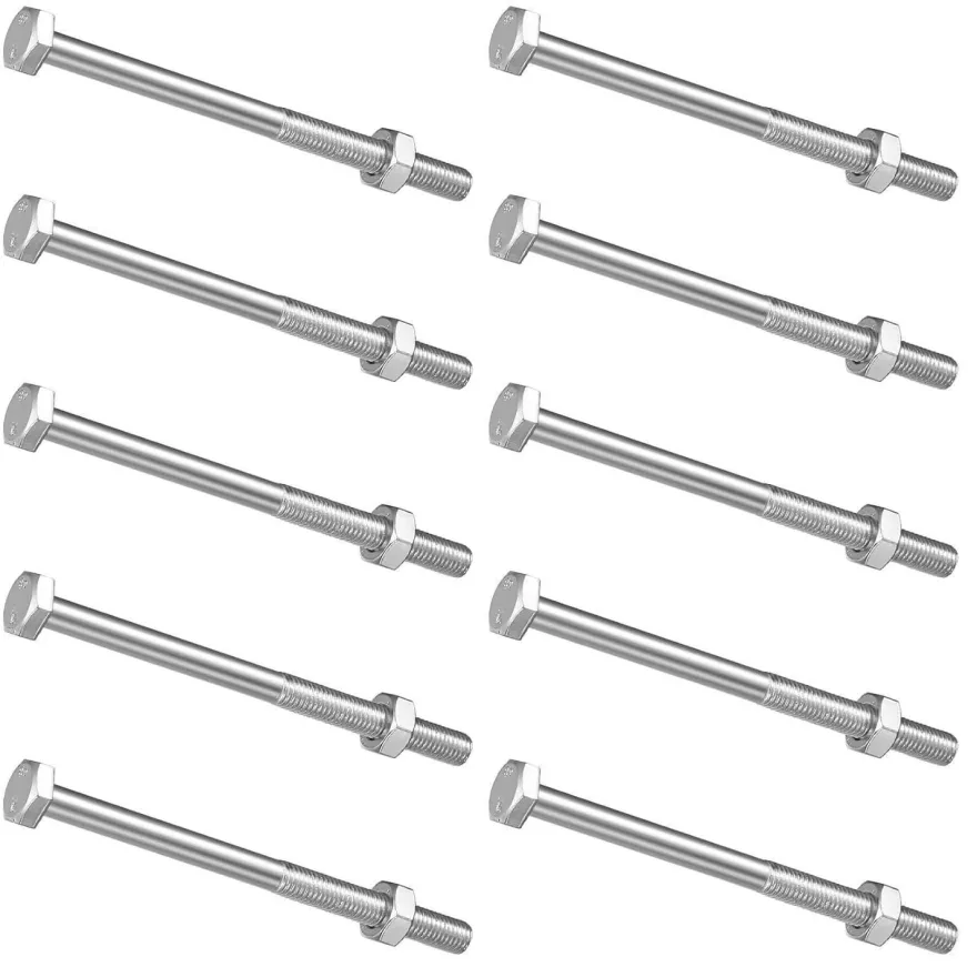 XxinXrong 10 Stück M10x140mm Sechskantschrauben mit Schaft, verzinkt