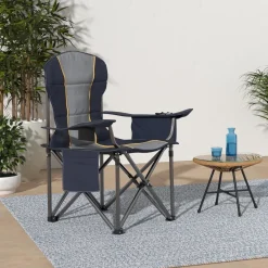 XXL Campingstuhl Faltbar Gepolstert Getränkehalter 200kg Blau