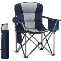 XXL Campingstuhl Faltbar Gepolstert Getränkehalter 200kg Blau