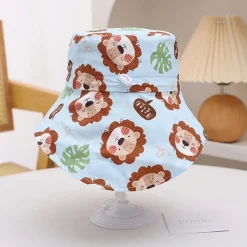 XYIYI Baby Fischerhut mit Nackenklappe, Blauer Löwe, Baumwolle, 1-3 Jahre