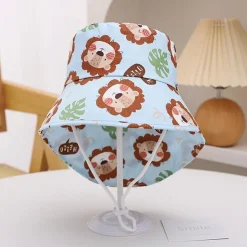 XYIYI Baby Fischerhut mit Nackenklappe, Blauer Löwe, Baumwolle, 1-3 Jahre