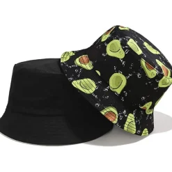 XYIYI Reversibler Fischerhut für Damen und Mädchen - Avocado Schwarz