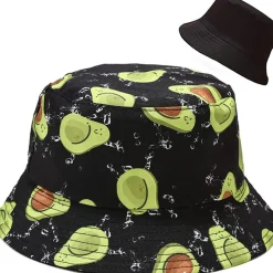 XYIYI Reversibler Fischerhut für Damen und Mädchen - Avocado Schwarz