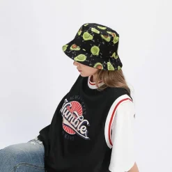 XYIYI Reversibler Fischerhut für Damen und Mädchen - Avocado Schwarz