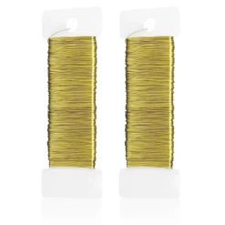 Yafe Basteldraht Gold, 2 Rollen (2x 50m) x 0,35mm - Blumendraht, Schmuckdraht