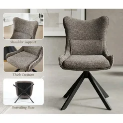 Ya-Home Esszimmerstühle drehbar 2er Set 360° Drehstuhl Küchenstuhl Chenille