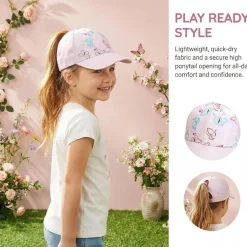 YAMEE Kinder Baseballkappe mit Pferdeschwanz-Öffnung, atmungsaktiv, UV-Schutz