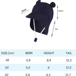 YAMEE Mädchen Sonnenhut mit Nackenschutz, atmungsaktiv, UV-Schutz, verstellbar