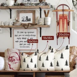 YCOLL 2er Set Kissenbezüge 45x45 cm, Weihnachten Dekokissen aus