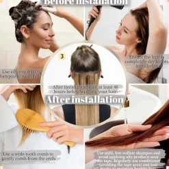 YDDM Tape Extensions Echthaar Balayage Braun 40cm 80g Dunkelbraun mit Chestnut
