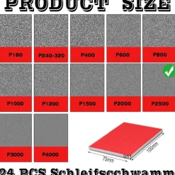 YFLeomry Schleifschwamm Set (24 Stück), P2500 Körnung, Nass & Trocken