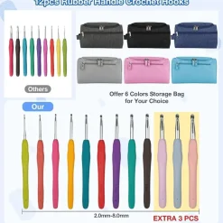 YINVA Häkelnadel Set 90 Stück Häkelgarn 2mm-8mm Ergonomische Nadeln Crochet