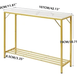 YMYNY Konsolentisch Beistelltisch Spleißdesign Eingangstisch Weiß Gold