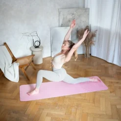 Yoga Set Matte Block Gurt - Yogamatte Rutschfest Pilates Fitness HMS Pink Grau