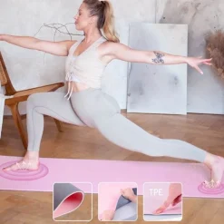 Yoga Set Matte Block Gurt - Yogamatte Rutschfest Pilates Fitness HMS Pink Grau
