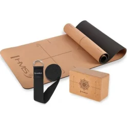 Yoga Set Matte Block Gurt - Yogamatte Kork Rutschfest Pilates Fitness HMS