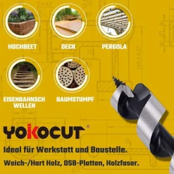 Yokocut Schlangenbohrer 16mm x 300mm Holzbohrer lang mit Sechskantschaft