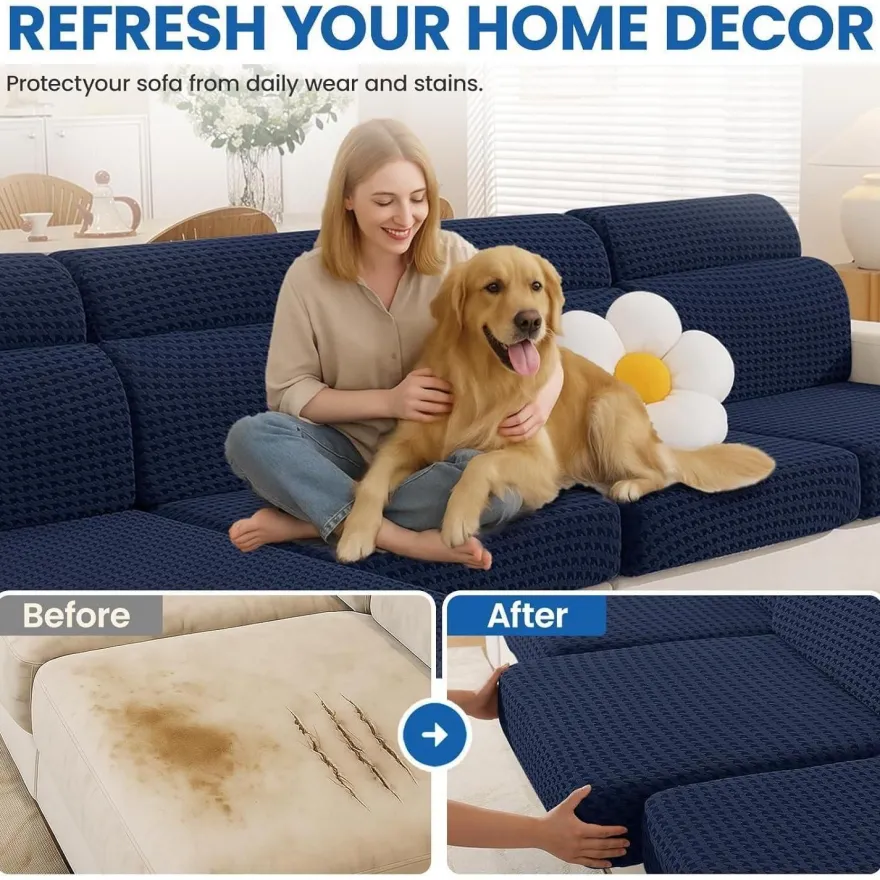 Ystellaa Stretch Sitzkissenbezug, rutschfest und elastisch, für 1 Sitzer Sofas