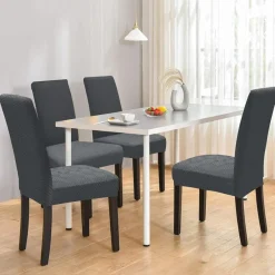 Ystellaa Stuhlhussen 6er Set - Stretch, Universal, Waschbar, Grau