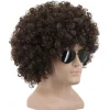 Yuehong Kurze Dunkelbraun Lockige Afro Perücke, 70er 80er Jahre Disco Cosplay