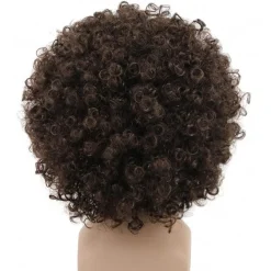 Yuehong Kurze Dunkelbraun Lockige Afro Perücke, 70er 80er Jahre Disco Cosplay