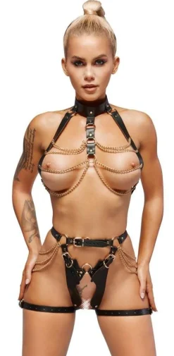 ZADO Dominant Devote Diva Harness-Set, Größe , Schwarz/Gold