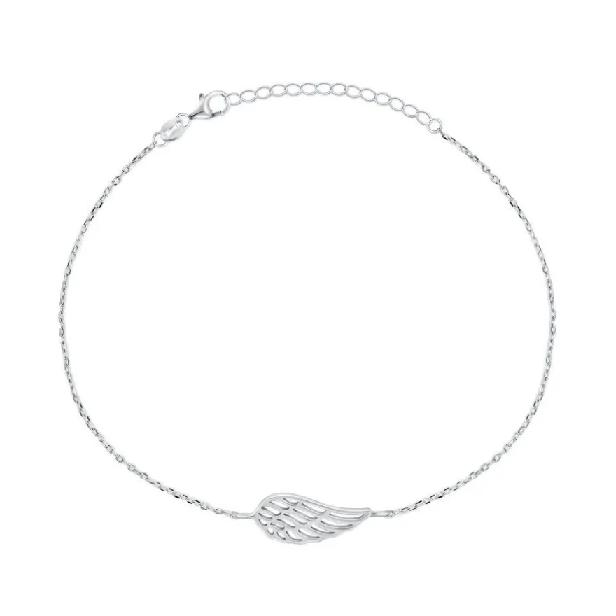 Zartes silbernes Engelsflügelarmband BRC129W