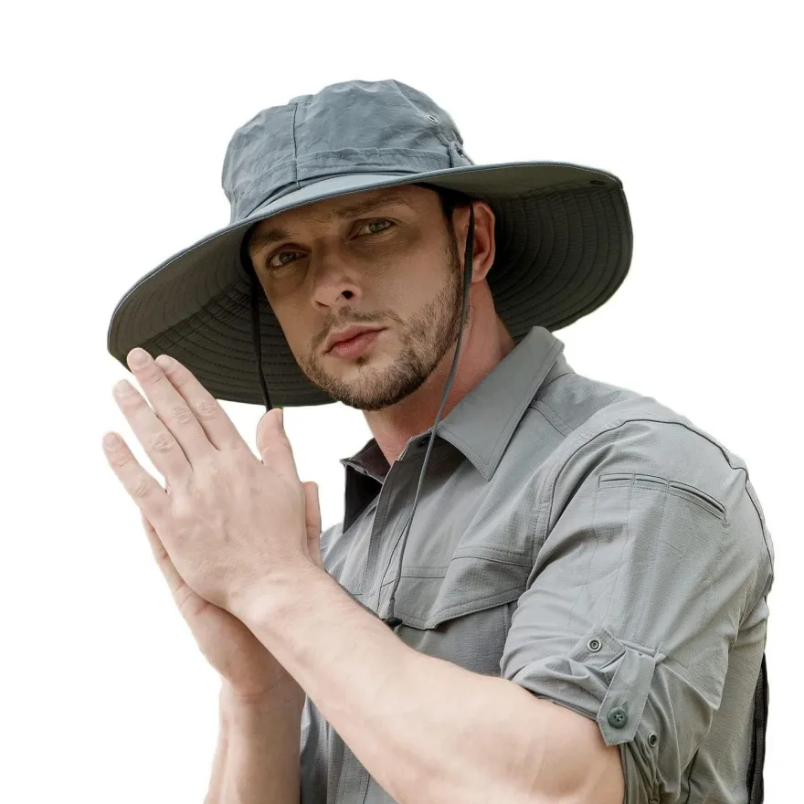 ZLYC Herren Sonnenhut mit breiter Krempe - UV Schutz, Safari, Boonie