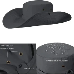 ZLYC Herren Sonnenhut mit breiter Krempe - UV Schutz, Safari, Boonie