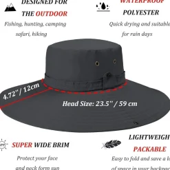 ZLYC Herren Sonnenhut mit breiter Krempe - UV Schutz, Safari, Boonie