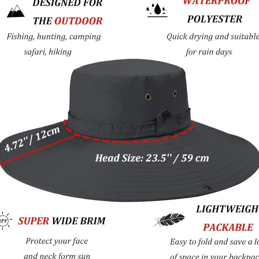 ZLYC Herren Sonnenhut mit breiter Krempe - UV Schutz, Safari, Boonie