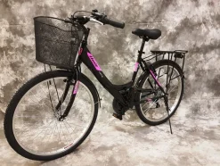 26 ZOLL Damencityrad 21-GANG Shimano & LICHT & KORB Schwarz-Pink NEU 2608-500-47cm