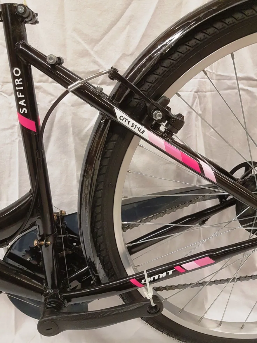26 ZOLL Damencityrad 21-GANG Shimano & LICHT & KORB Schwarz-Pink NEU 2608-500-47cm