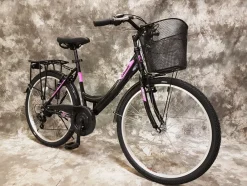 26 ZOLL Damencityrad 21-GANG Shimano & LICHT & KORB Schwarz-Pink NEU 2608-500-47cm