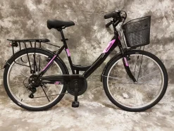 26 ZOLL Damencityrad 21-GANG Shimano & LICHT & KORB Schwarz-Pink NEU 2608-500-47cm