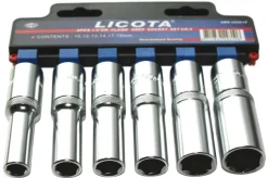 1/2 Zoll Nuss Set 6-teilig, SW 10-19, Cr-V, mit Flankenschutz