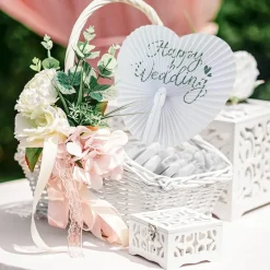 ZOOI 36er Pack Handfächer Weiß für Hochzeit, Party, Deko - Kompakt & Leicht