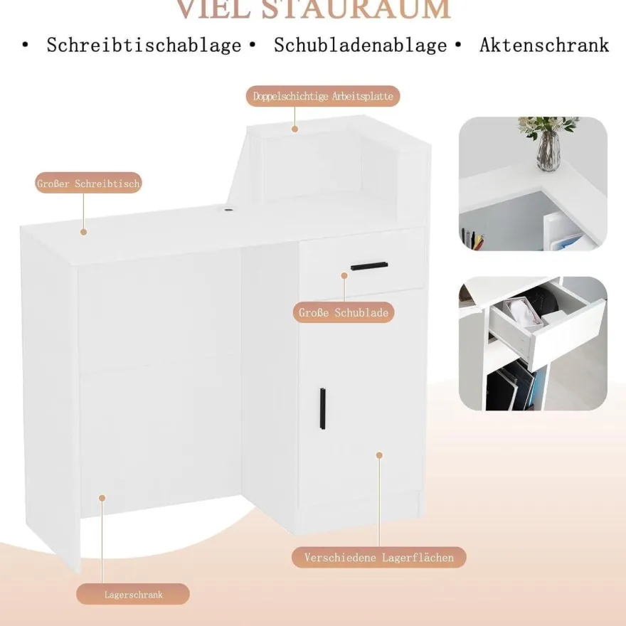 Zrbddef Empfangstheke mit Schublade und Ablagefächern, Moderner Kassentisch